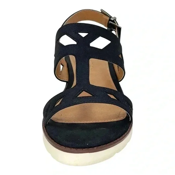 Adrienne Vittadini Seka Black Faux Leather Slingback Womens Sandals Size 9.5M - Picture 4 of 11